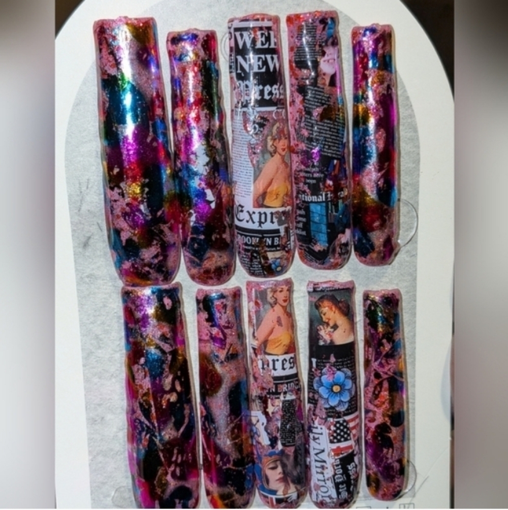 Handcrated Custom 04548 Colorful Press On Nails